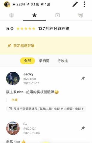 NCLB長板教學（小錡） - 百則評論 滿分評價！