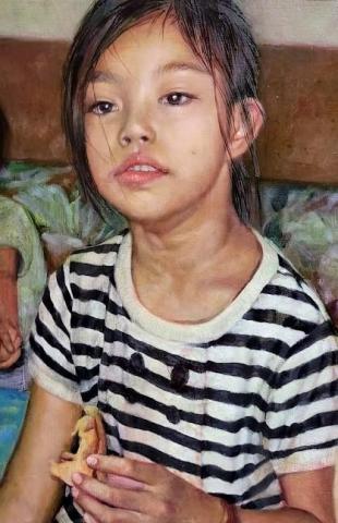 楊詠心 - "孩子們的嬉鬧---細部圖"，古典油畫技法