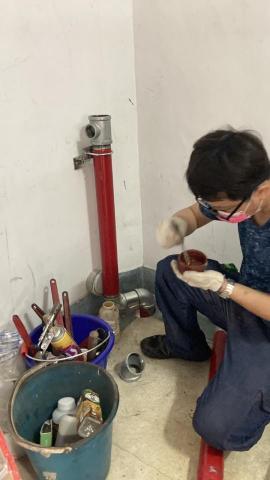 林永章 - 大樓消防管老舊更換工程,各樓層梯間消防管路配置中