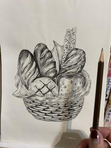 栗子老師 - 麵包素描繪製