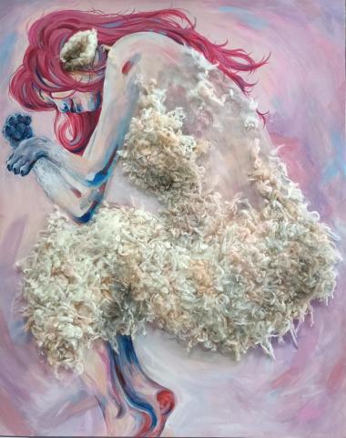 羊小美 - 壓克力+羊毛氈 複合媒材