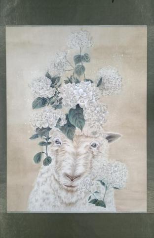 羊小美 - 工筆/絹布