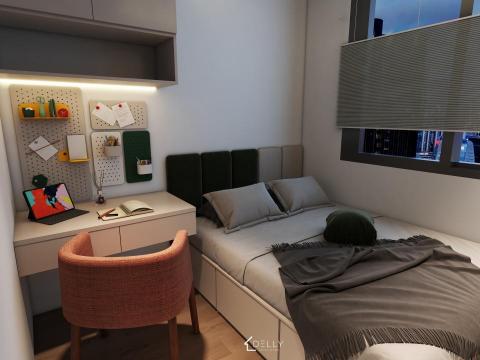 黛瓅設計 - 簡約潔淨 |

在這個小坪數臥房中，以明亮且簡約的色彩搭配，打造了一個令人心曠神怡的空間。透過選用清爽的色系，使整個空間看起來更加通透與放大。為了充分利用有限的空間，我們選擇了設計精巧的書桌與櫃子，以節省空間並提高功能性。

在窗戶的部分，摒棄了傳統的窗簾，轉而選用了輕盈的蜂槽簾，讓自然光線更加充足且柔和。此外，我們還巧妙地運用了天花板與燈的搭配，進一步分隔空間，營造出溫馨舒適且不壓迫的居住環境。