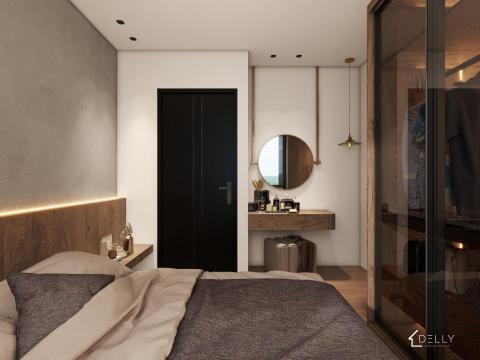 黛瓅設計 - 質現代與輕盈極簡的居家寧靜 ｜
主臥室的床背牆運用特殊塗料，展現自然簡約的空間質感
木質的天然肌理賦予空間溫暖，黑色玻璃衣櫥增添現代氛圍
簡單而雅致的色調交織，將溫暖的木質元素與現代感完美結合
小孩房則以極簡搭配淺色調為主，輕盈傢俱與床底巧妙收納實現小空間大運用
提升整體空間明亮與整潔，營造放鬆與寧靜的居家體驗