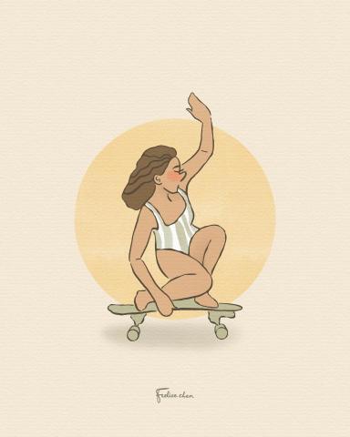 Felice C. Art - Surf-skate girl by Felice Chen