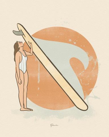 Felice C. Art - Surfer and wave by Felice Chen