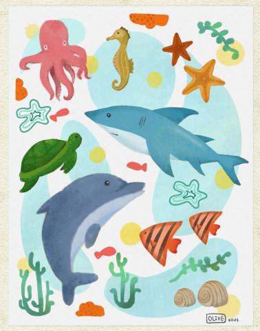 伊辰插畫設計 - procreate海洋插畫