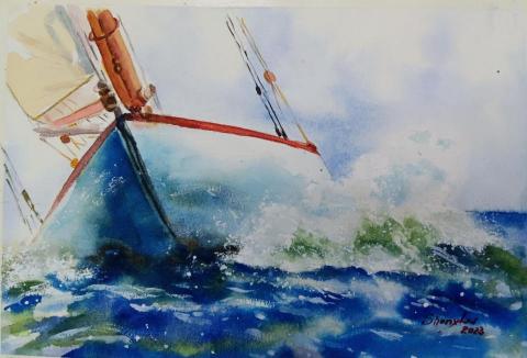 林秋美 - 帆船 水彩畫
