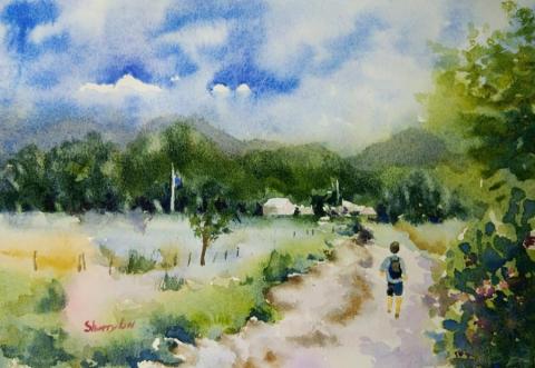 林秋美 - 回家 水彩畫