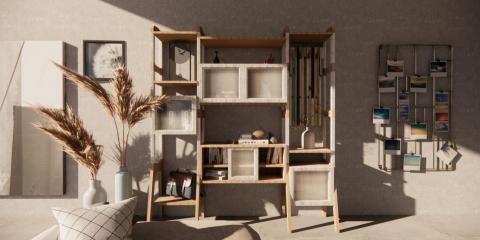 杜柏逸 - 整合檜木舊窗保留結構特徵、漆面紋理融入到組合收納櫃中，呈現不完美中的美，與新木榫接接長拼寬，以設計延續舊木情感融入生活；洞洞板以窗料製成，拼出獨一無二的美景。