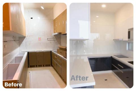 三常玻璃工程行 - 廚房烤漆玻璃安裝(牆面+系統櫃) 三常玻璃工程行 - 廚房烤漆玻璃安裝(牆面+系統櫃)