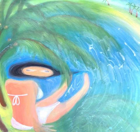 盧宛萱 - 把具體的感受抽象畫，描繪的海風一景。