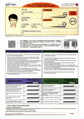 劉子墉 - 多益金證證明