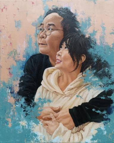 李品寬 - 27×22 cm 情侶人像畫