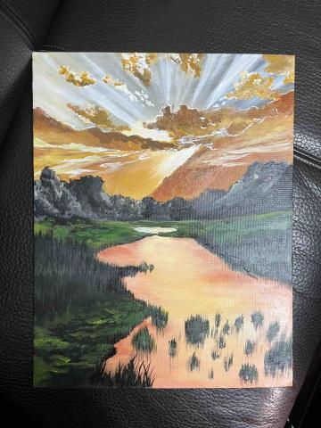 Hui - 《夕稻之光》壓克力水彩作品