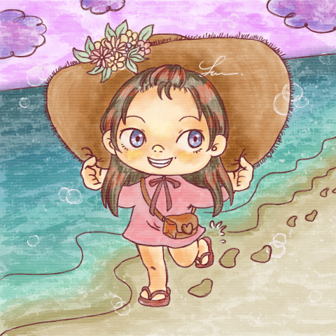 星夜工作室 - 自創角色＿夏日的海灘＿作者yu