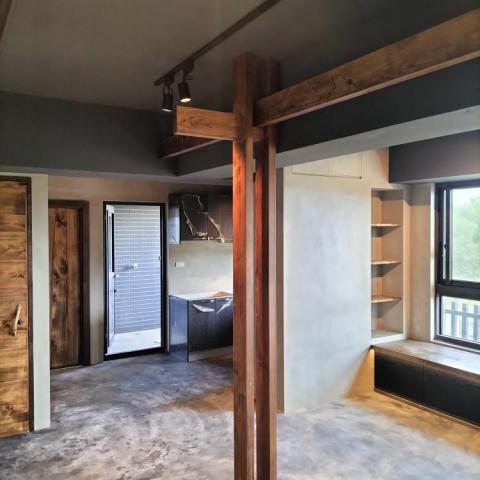 達佑裝修 - 客廳實木造型~立柱與橫樑