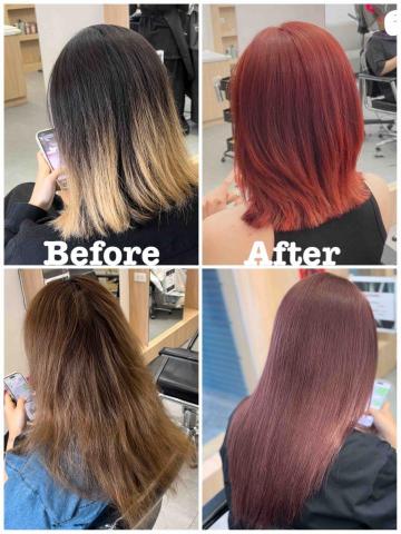 台中髮型師-螺絲 - 染髮前後對比