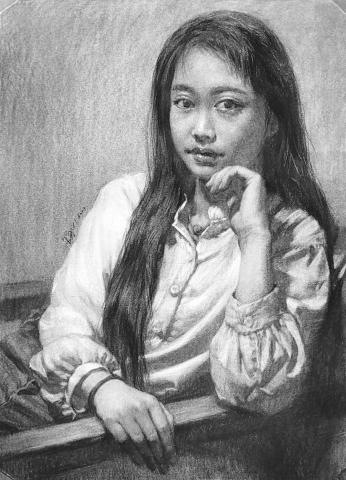 楊詠心 - 炭筆人像素描，4K，2024