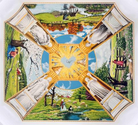 寒藝靈彩有限公司 - 豪宅天花板微立體-客廳(仰視) 寒藝靈彩有限公司 - 豪宅天花板微立體-客廳(仰視)