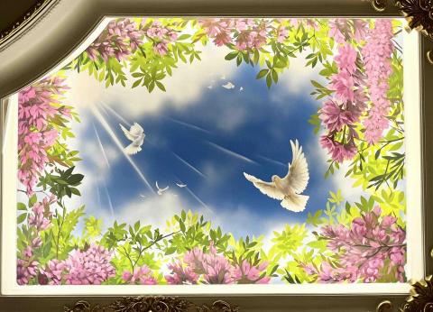 寒藝靈彩有限公司 - 豪宅天花板彩繪。透光天窗-繁花篇 寒藝靈彩有限公司 - 豪宅天花板彩繪。透光天窗-繁花篇