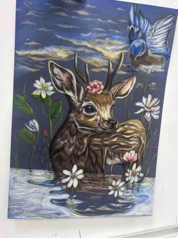 粘惟媗 兒童美術、成人興趣培養教學 - 《鹿野森林》/色鉛筆