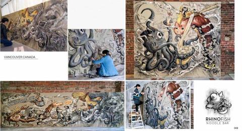 一只猴子 - Project : 《Rhinofish restaurant 》Vancouver, Canada 壁畫繪製 , logo設計 