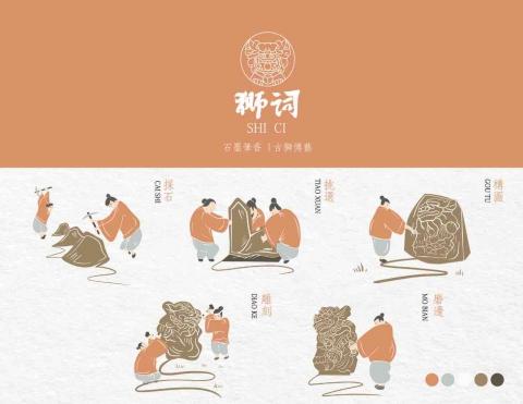 GC - 作品名稱：獅詞
作品理念：傳統工藝製作過程
使用工具：Procreate、Illustrator