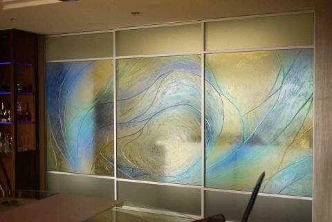 首美藝術玻璃 - 藝術浮雕玻璃拉門