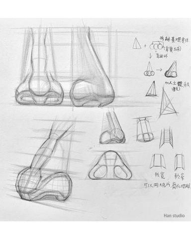 Han studio  邱柏翰 - 鼻子結構介紹
喜歡畫人像或想了解形狀結構的朋友，歡迎找我洽詢喔
