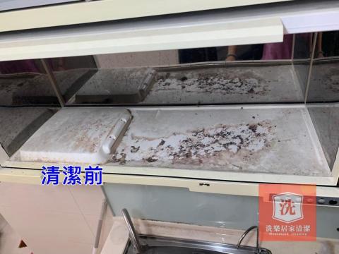 洗樂居家清潔（同臉書粉絲專頁名稱） - 廚房櫥櫃烘碗機污垢處理前。