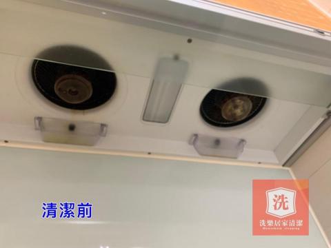 洗樂居家清潔（同臉書粉絲專頁名稱） - 廚房排油煙機油垢髒污處理前。