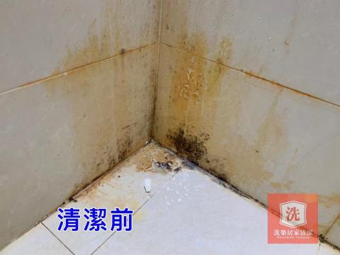 洗樂居家清潔（同臉書粉絲專頁名稱） - 浴廁黴菌/皂垢/黃垢處理前。