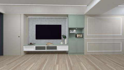 炤京室內裝修設計 - 法式奶油風-電視牆 炤京室內裝修設計 - 法式奶油風-電視牆