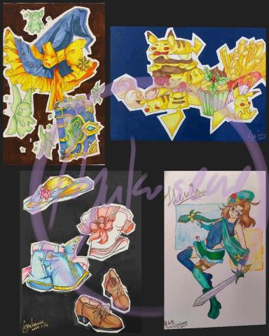 摸魚 - 麥克筆+色鉛筆表現