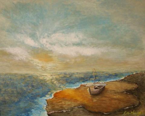 KattleyaStudio - 委託畫油畫作品-海灘上的日出