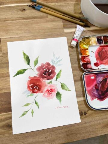 邦妮美術 -  水彩課堂示範-花卉