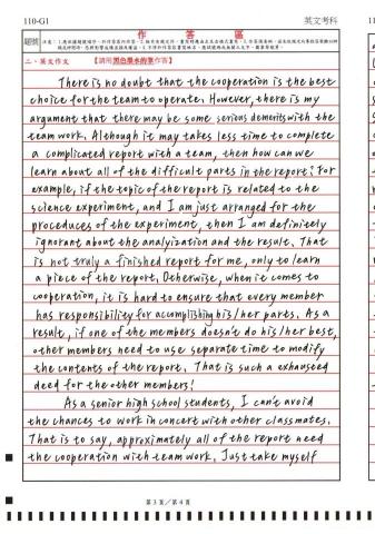 黃子瑜 - 作文範例