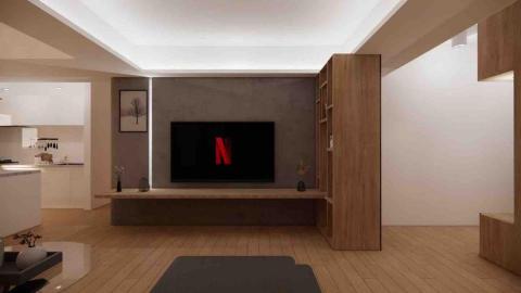 韻寓室內設計 - 客廳電視主牆（司曼特藝術漆）