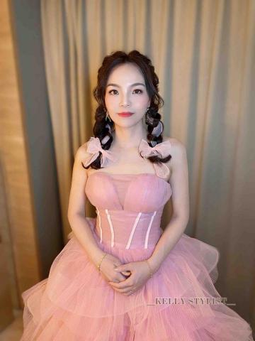 台中新娘秘書Kelly |美甲|美睫|育髮|紋繡 - 粉色禮服 送客甜美造型
