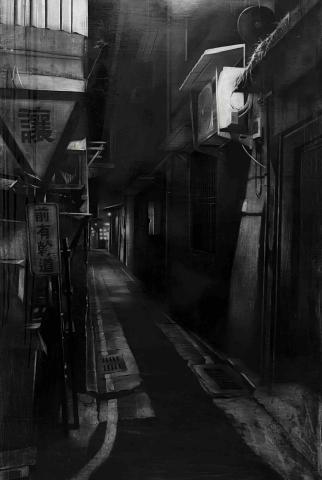 黃楷揚 - 作品《駐足探尋生命的飄渺》2024，炭筆，碳酸鈣，動物膠，凡尼斯，150x100cm