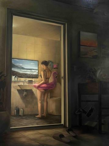 黃楷揚 - 作品《看海》2024，油畫，160x120cm