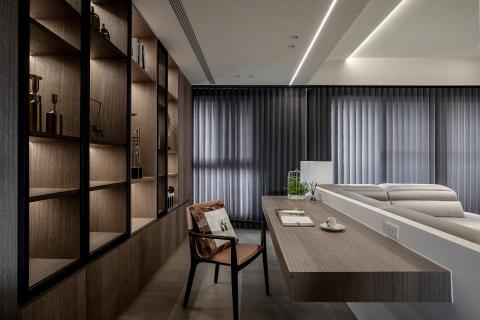 沐見設計室內裝修有限公司 - 閱讀區的實木皮書櫃打造溫潤書香質感