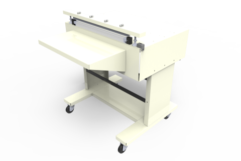 鈧礎 - 大型袋子的封口機，將袋子拉到需求的長度後，使用踩踏板啟動封口機