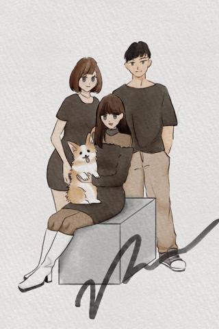 獅橘軟糖 - 插畫-全家福