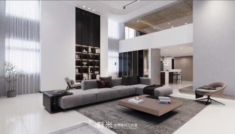 畔米空間 - 宜蘭 &middot; 冬山    住宅設計

宜蘭冬山是業主的自建房，初期的討論設計師建議
在4米8的高度，添加夾層中可以保留區域作挑高，
讓空間自由呼吸。

原建築屬於狹長型的房型，一樓作為公共空間，
利用客廳、餐廳、廚房得打通，延伸整體的視覺效果。

二樓的茶室的過道使用透明扶手，為一樓及二樓的空間建立視覺通道，並且保留2樓原本的天花色澤，深色自然紋理的天花讓二樓茶室添加濃濃的韻味。