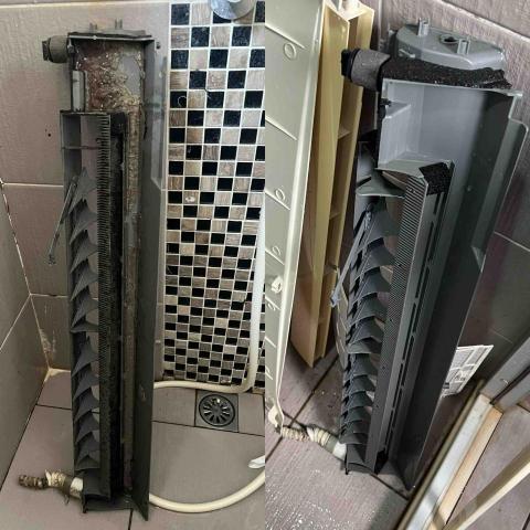 三喵冷氣清潔 - 冷氣滴水漏水原因90%是冷氣集水盤堵塞的緣故。