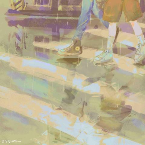 蔡庭 - 插畫作品&mdash;雨中散步