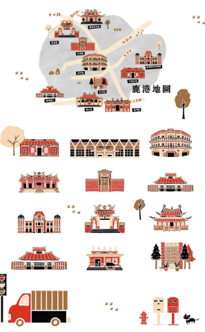 愚者創意 - 【插畫】《走讀彰化文學故事》內頁地圖插畫