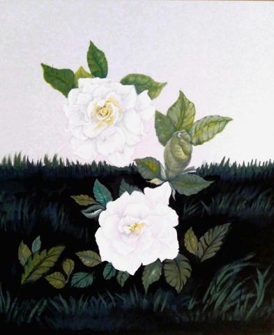 吳瑪琦 - 我畫展中賣出的第一幅畫，很捨不得!
最愛梔子花，也是我最愛的一幅畫！
要在白色的宣紙上，畫出白色花朵的美，的確很難！想再為自己畫一幅，但再也畫不出原有的味道